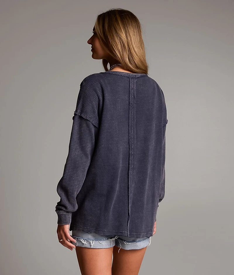 Washed Waffle Cardigan