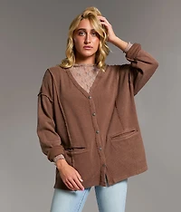 Washed Waffle Cardigan