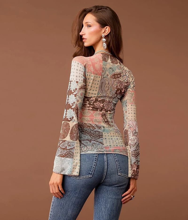 Paisley Patchwork Mesh Top