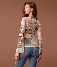 Paisley Patchwork Mesh Top