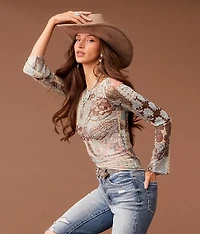Paisley Patchwork Mesh Top