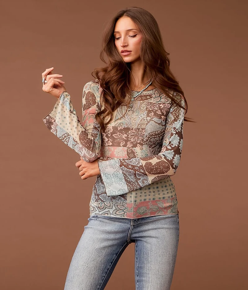 Paisley Patchwork Mesh Top