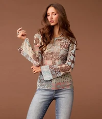 Paisley Patchwork Mesh Top