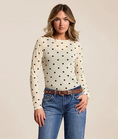 Polka Dot Mesh Top