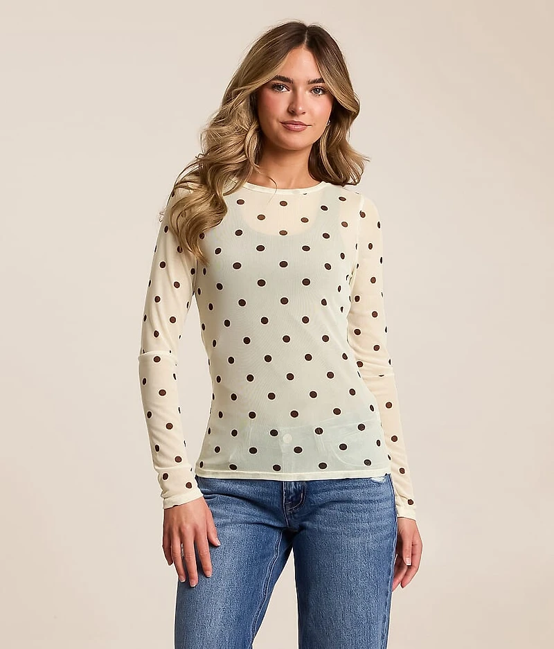 Polka Dot Mesh Top