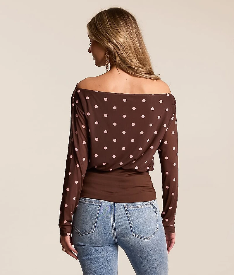 Polka Dot Mesh Top