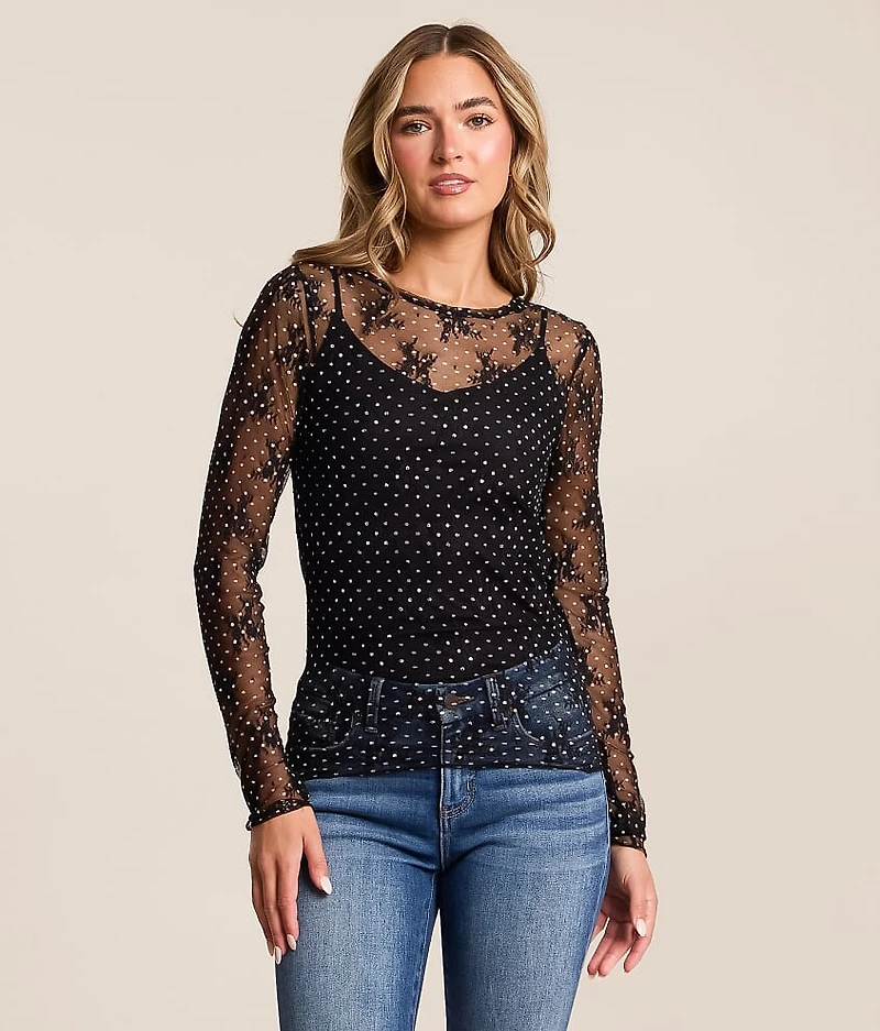 Polka Dot Floral Lace Top