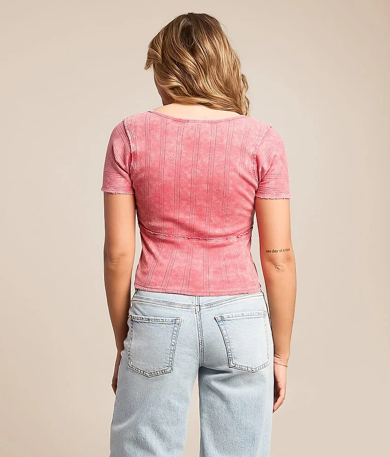 Washed Pointelle Top