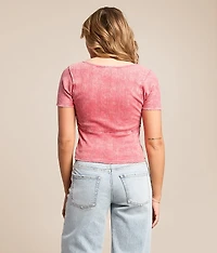 Washed Pointelle Top