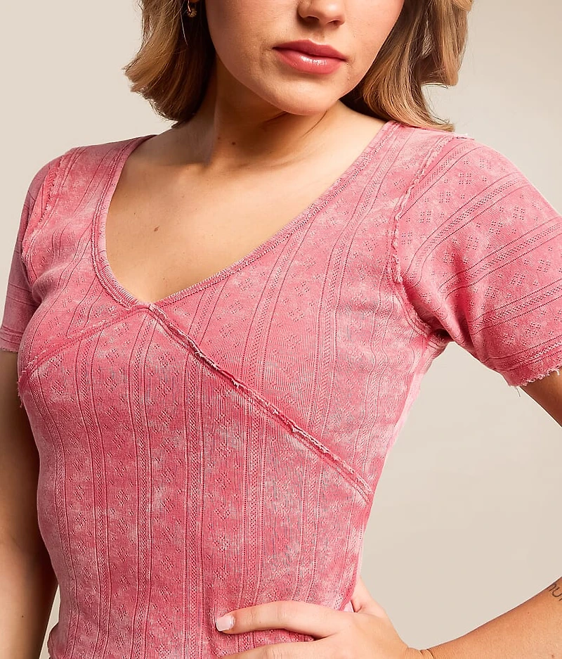 Washed Pointelle Top
