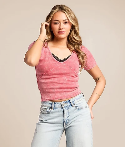 Washed Pointelle Top