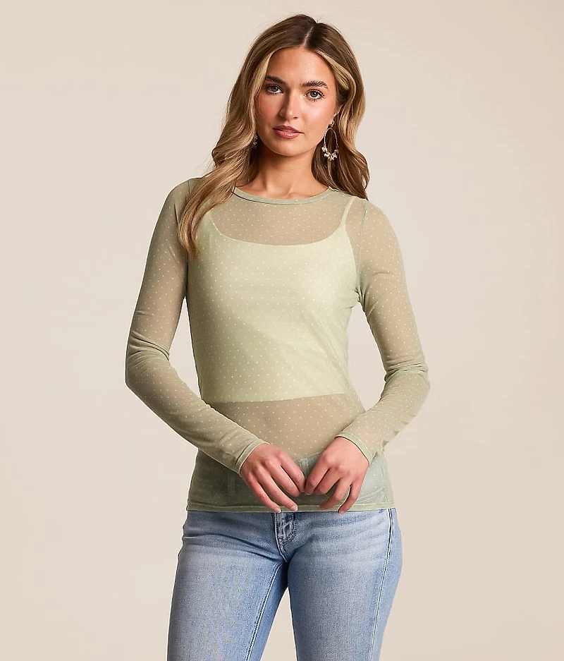 Polka Dot Mesh Top