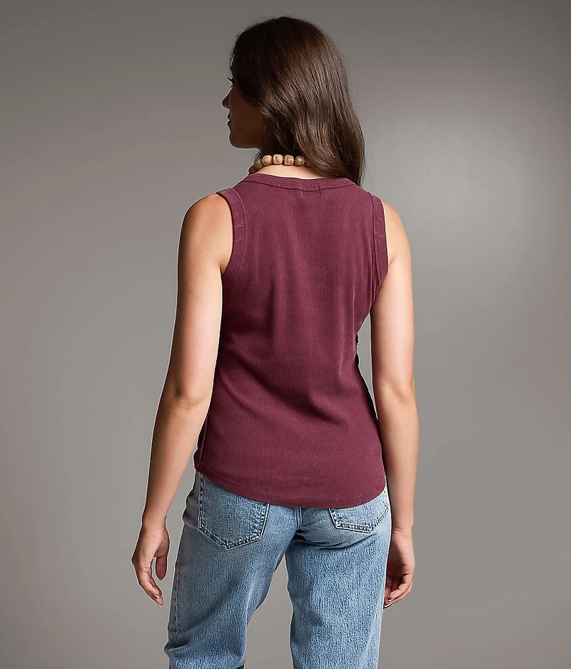 Washed Henley Tank Top