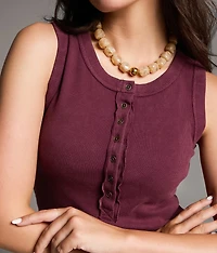 Washed Henley Tank Top