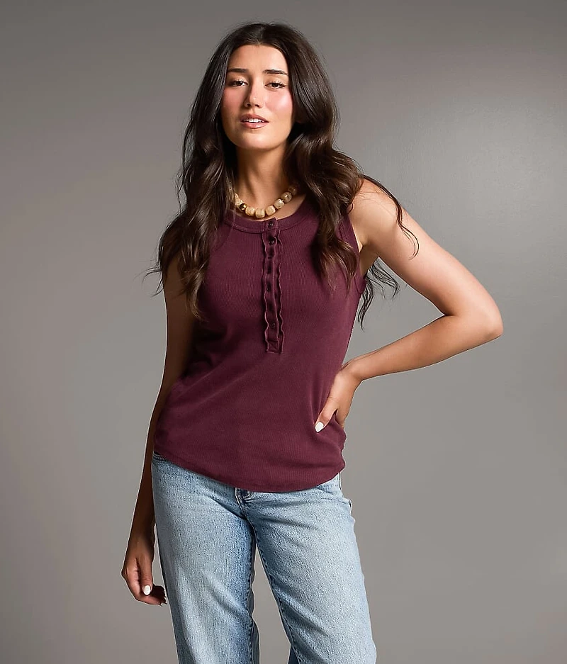 Washed Henley Tank Top