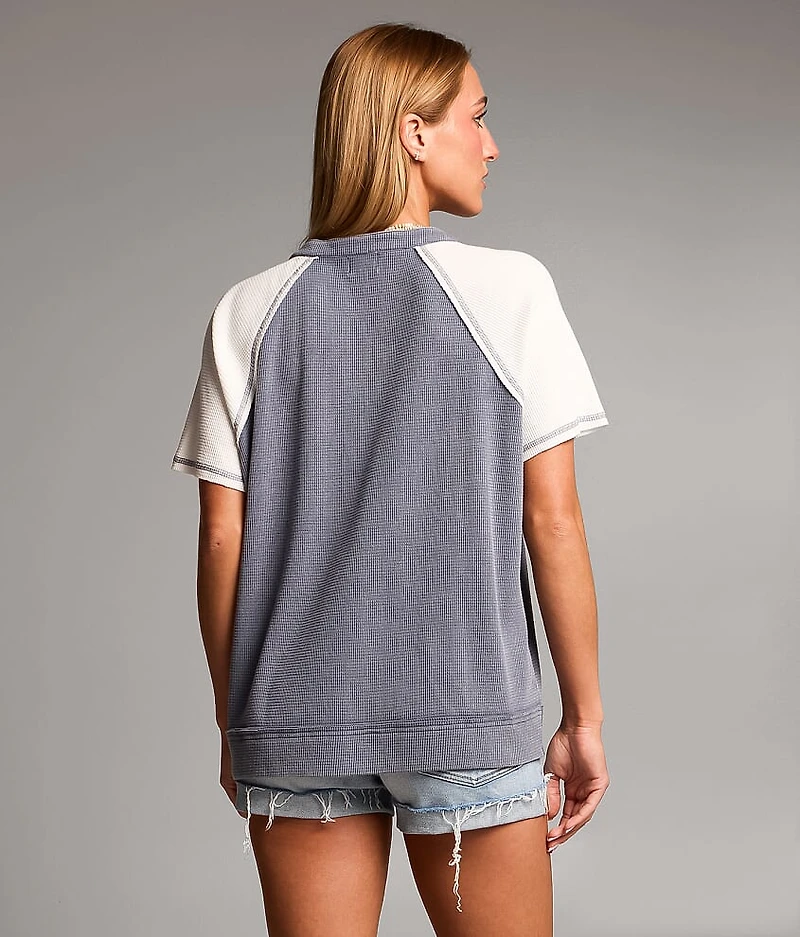 Waffle Knit Raglan Top