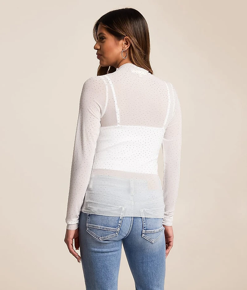 Rhinestone Mesh Top