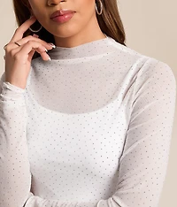 Rhinestone Mesh Top