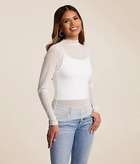 Rhinestone Mesh Top
