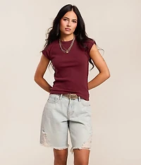 Washed Cap Sleeve Top