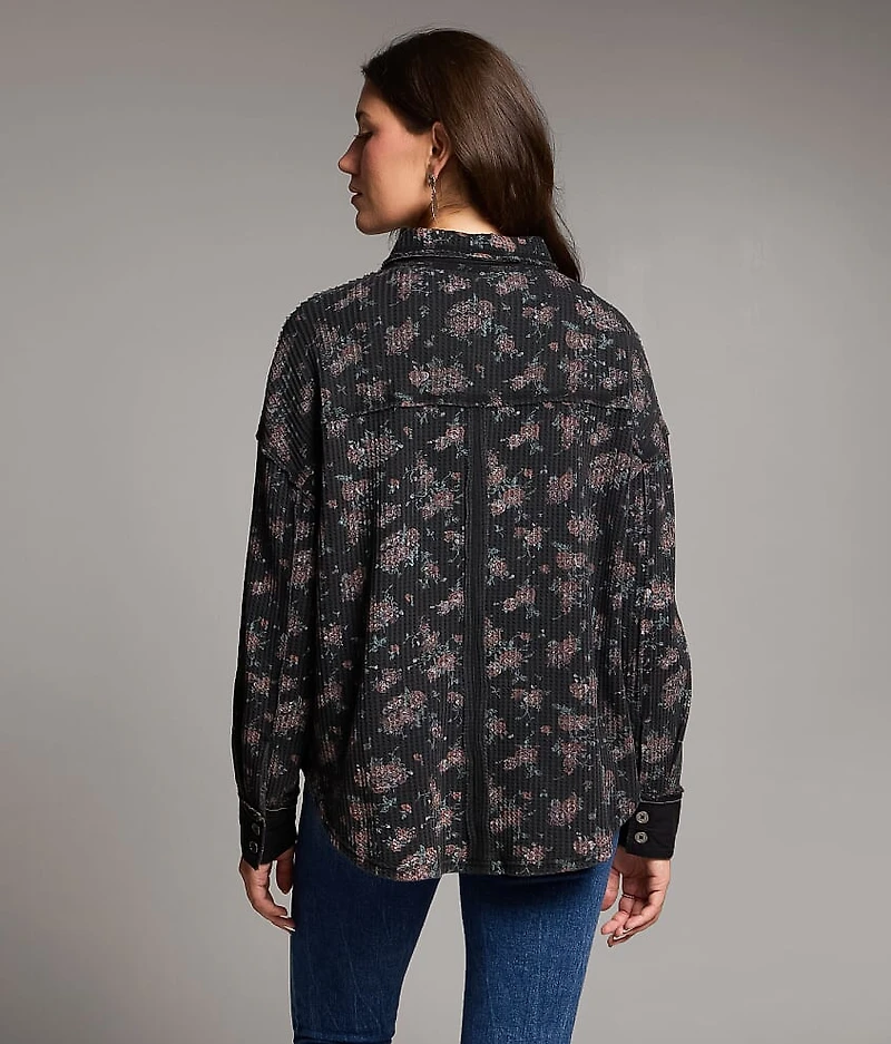 Floral Waffle Knit Shirt