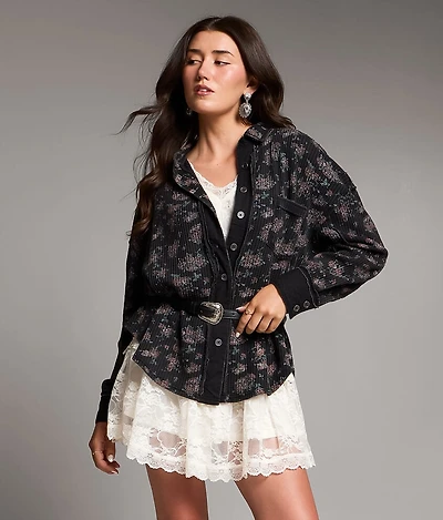 Floral Waffle Knit Shirt