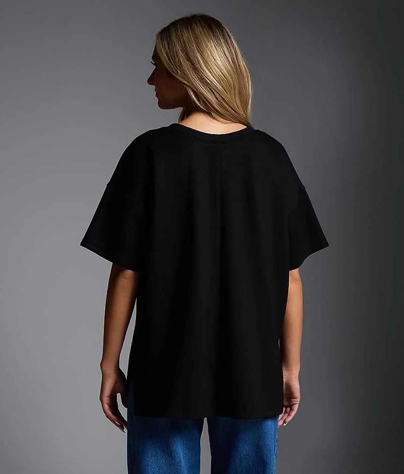 Oversized Rib Knit T-Shirt