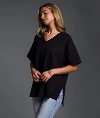 Oversized Rib Knit T-Shirt