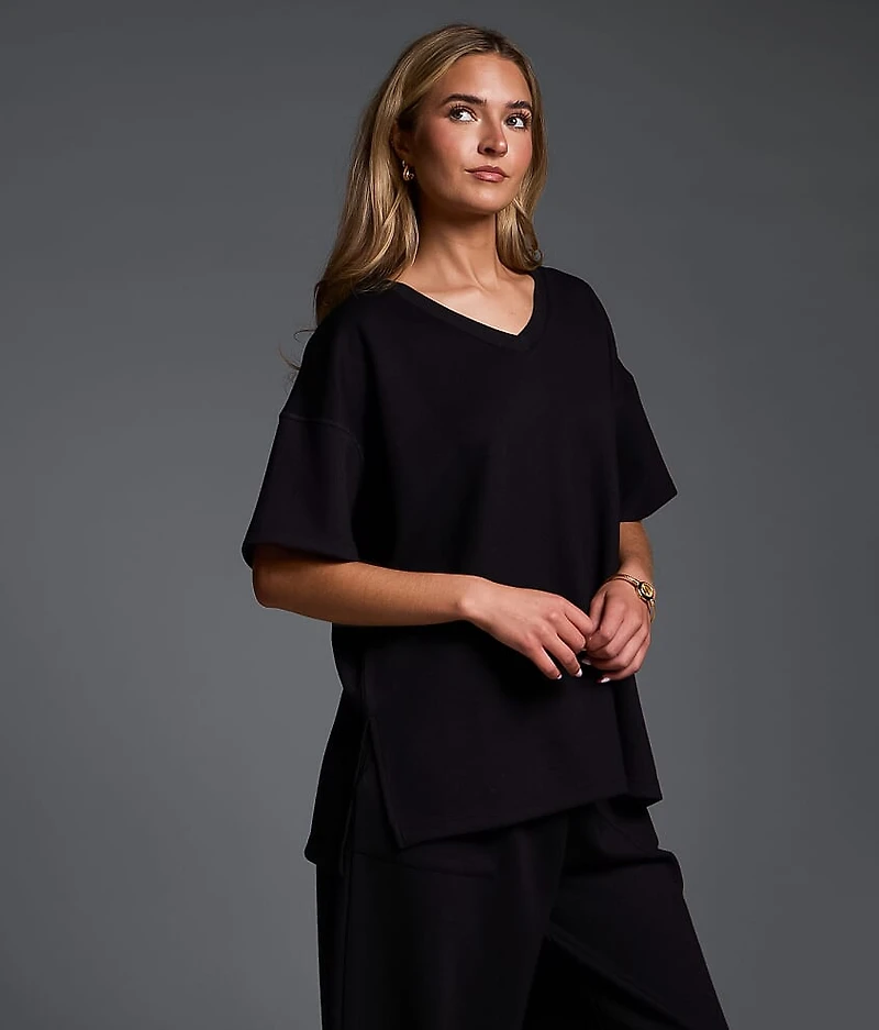 Oversized Rib Knit T-Shirt