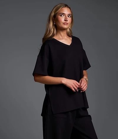 Oversized Rib Knit T-Shirt