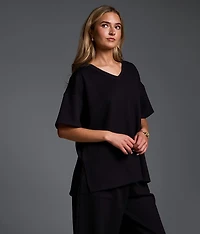 Oversized Rib Knit T-Shirt