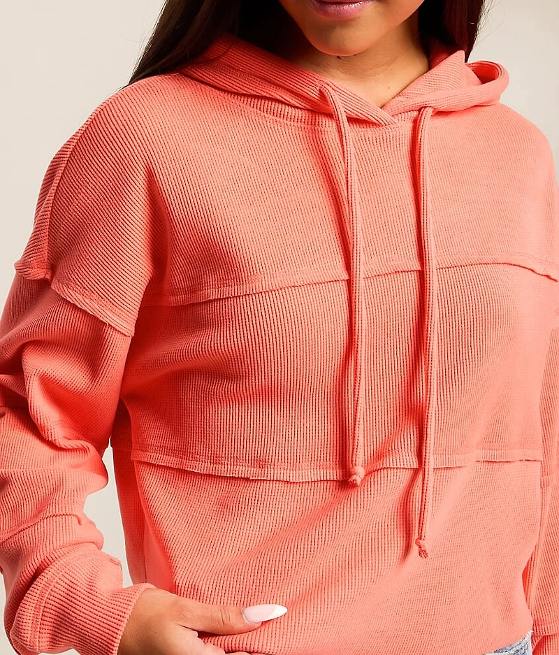 Pieced Waffle Knit Hoodie