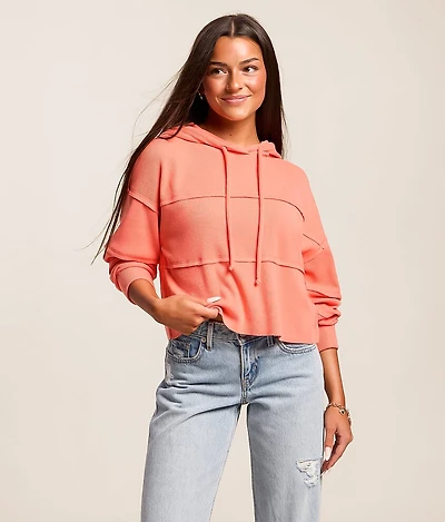 Pieced Waffle Knit Hoodie
