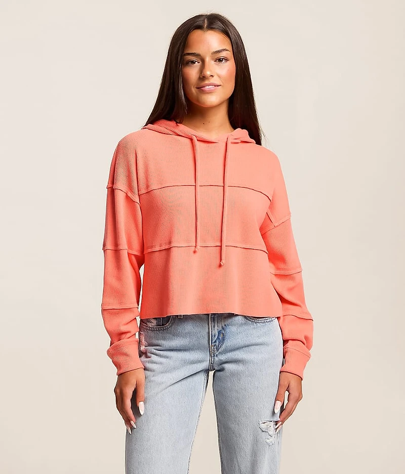 Pieced Waffle Knit Hoodie