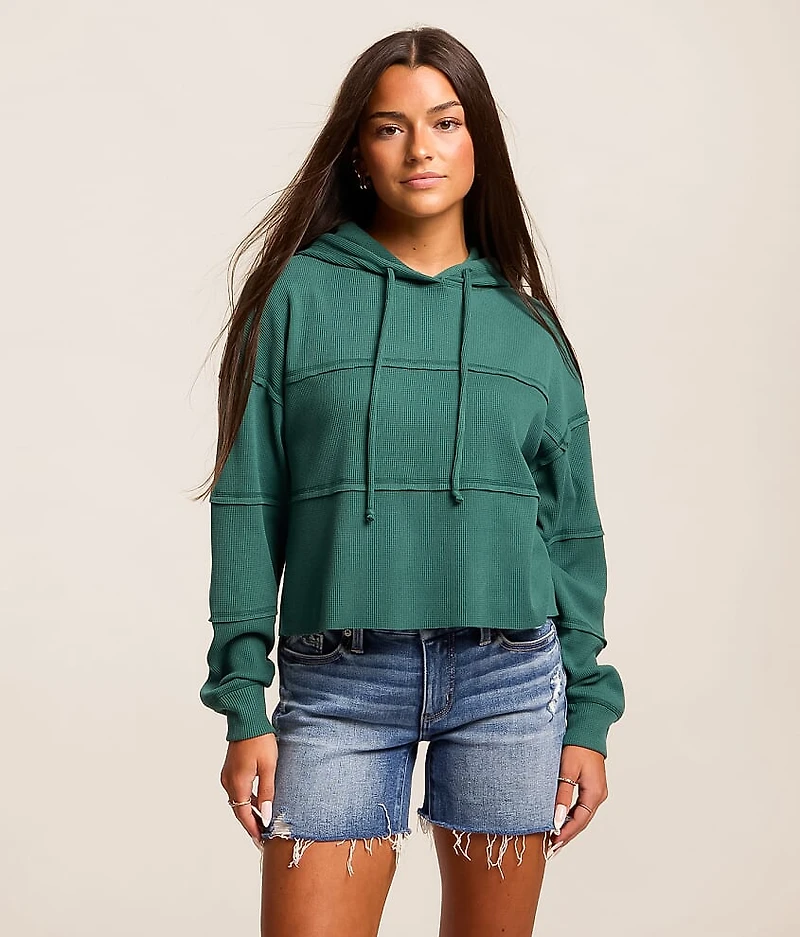 Pieced Waffle Knit Hoodie