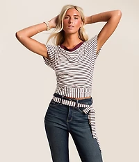 Striped Top With Detachable Scarf