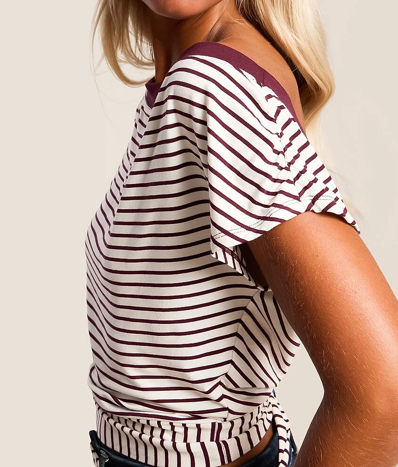 Striped Top With Detachable Scarf