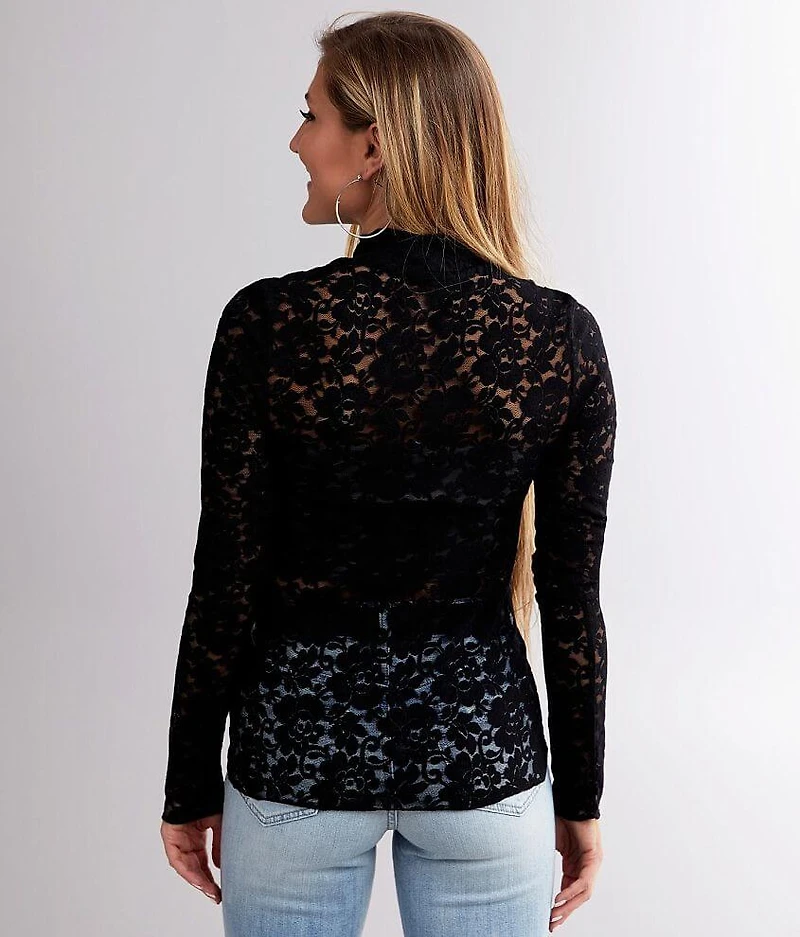 Mock Neck Lace Top