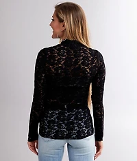 Mock Neck Lace Top
