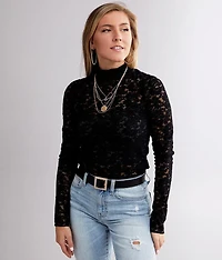 Mock Neck Lace Top