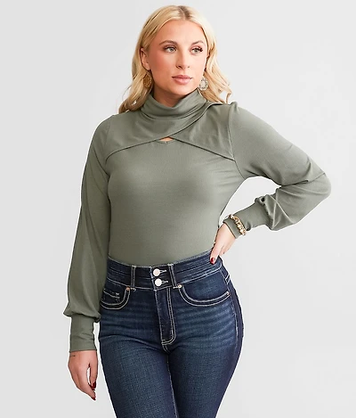 Turtleneck Keyhole Top