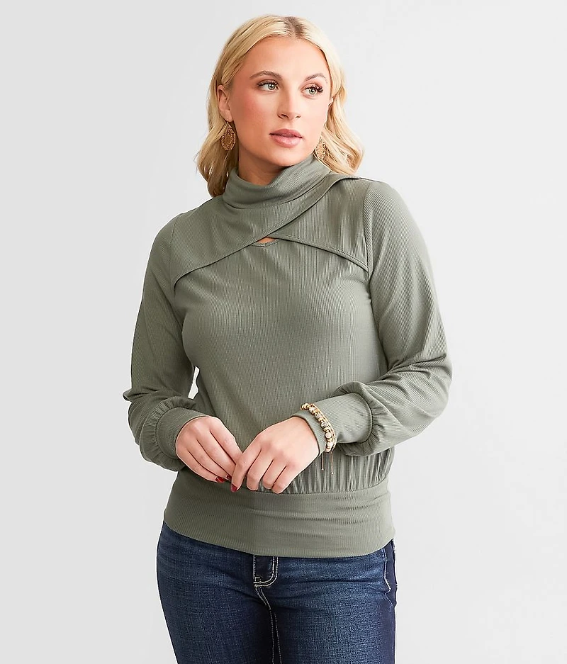 Turtleneck Keyhole Top