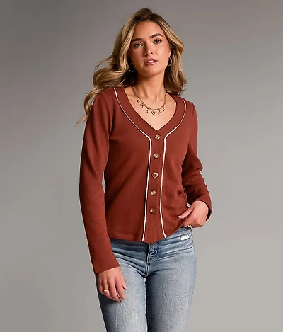 Contrast Trim Cardigan