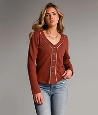 Contrast Trim Cardigan