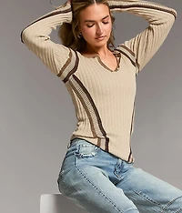Striped Crochet Inset Henley