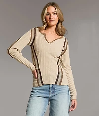 Striped Crochet Inset Henley