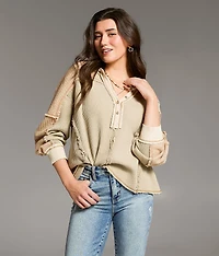 Pieced Waffle Knit Henley