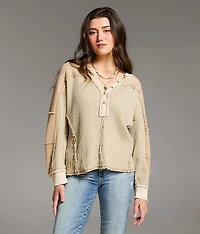 Pieced Waffle Knit Henley