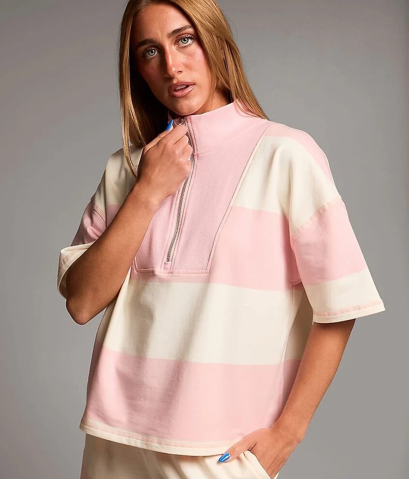 Striped Quarter Zip Pullover