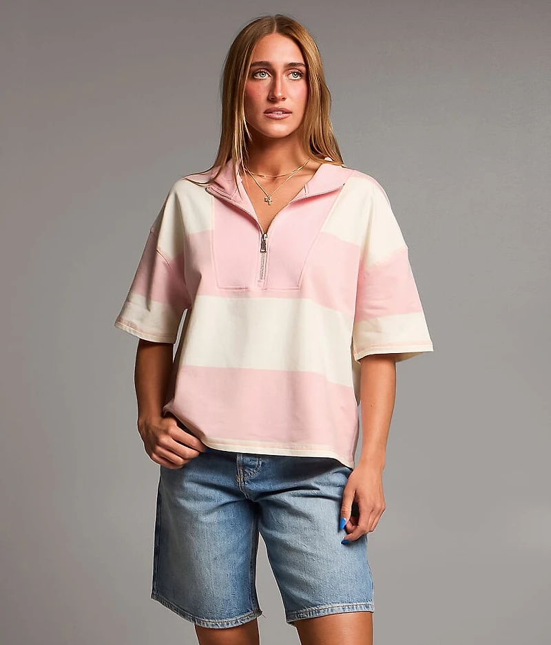 Striped Quarter Zip Pullover